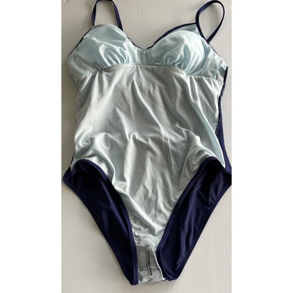 CUPSHE‎ One Piece Navy Blue Ruched Adjustable Straps Swimsuit Size Large NWT - Picture 8 of 9